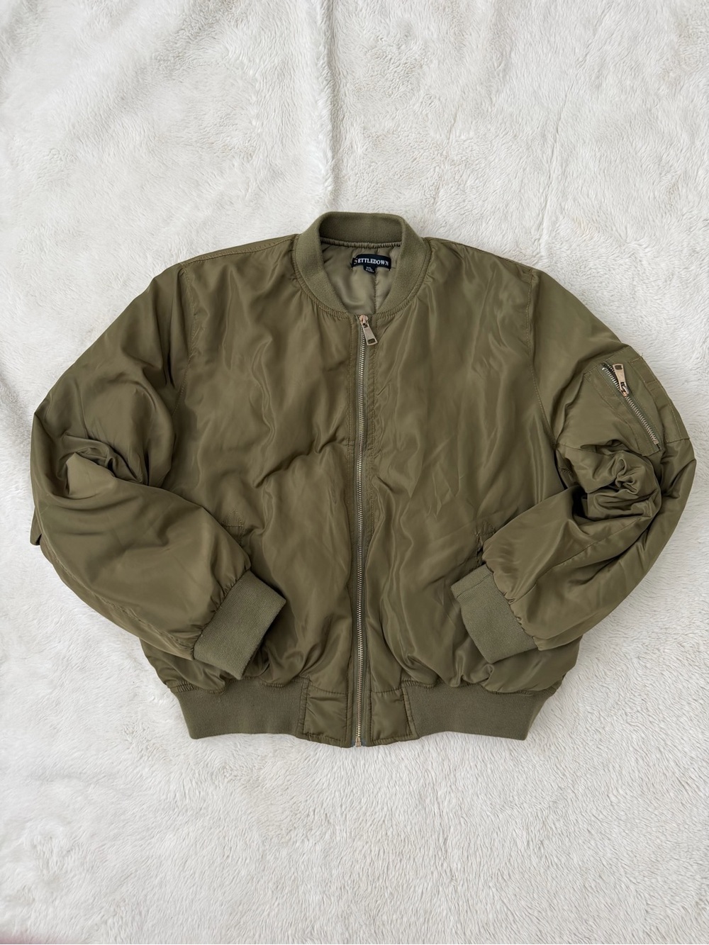Boohoo Olive Army Green Utility Bomber Flight Jacket Plus Size